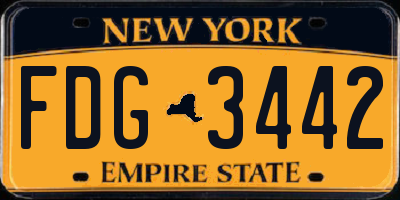 NY license plate FDG3442