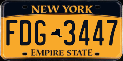 NY license plate FDG3447