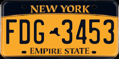 NY license plate FDG3453
