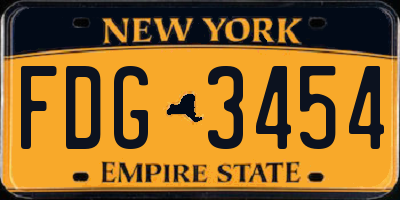 NY license plate FDG3454