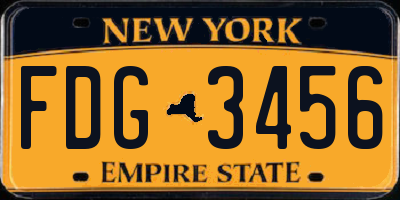NY license plate FDG3456