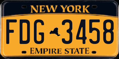 NY license plate FDG3458