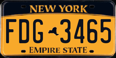 NY license plate FDG3465