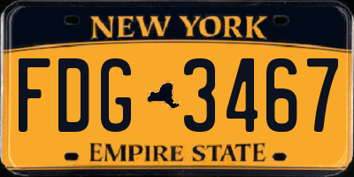 NY license plate FDG3467