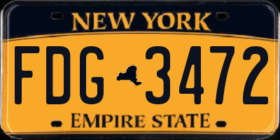 NY license plate FDG3472