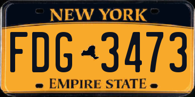 NY license plate FDG3473