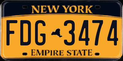 NY license plate FDG3474