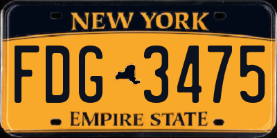 NY license plate FDG3475