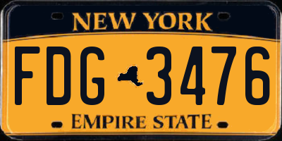 NY license plate FDG3476