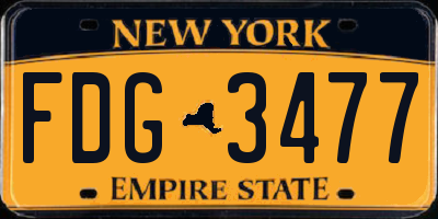 NY license plate FDG3477