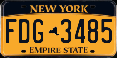 NY license plate FDG3485