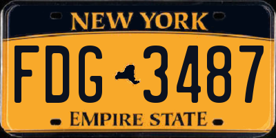 NY license plate FDG3487