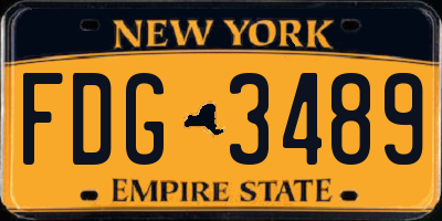 NY license plate FDG3489