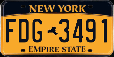 NY license plate FDG3491