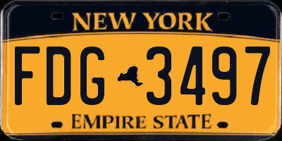 NY license plate FDG3497