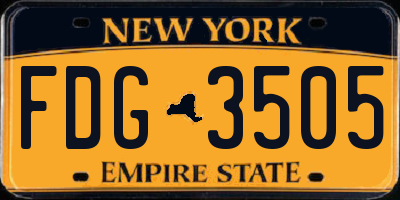 NY license plate FDG3505