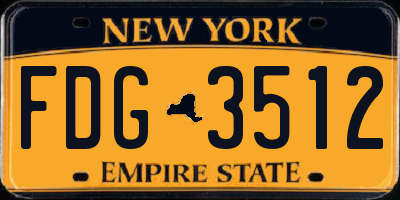 NY license plate FDG3512