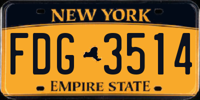 NY license plate FDG3514