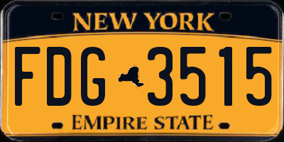 NY license plate FDG3515