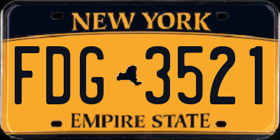 NY license plate FDG3521