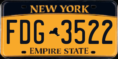 NY license plate FDG3522