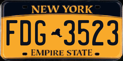 NY license plate FDG3523