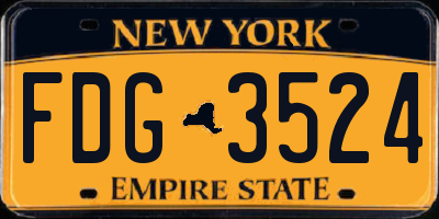 NY license plate FDG3524