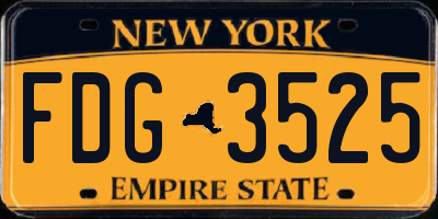 NY license plate FDG3525