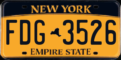 NY license plate FDG3526