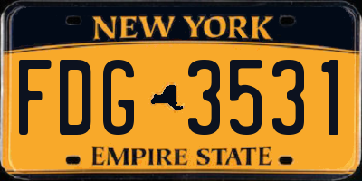 NY license plate FDG3531