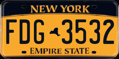 NY license plate FDG3532