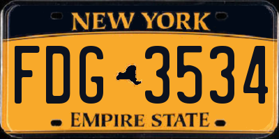 NY license plate FDG3534