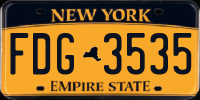 NY license plate FDG3535