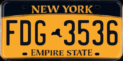 NY license plate FDG3536