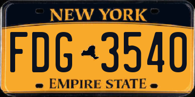 NY license plate FDG3540