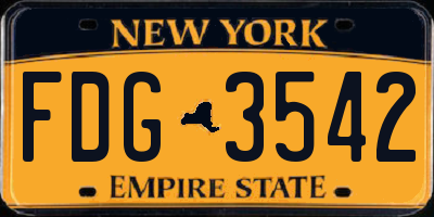 NY license plate FDG3542