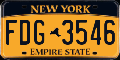 NY license plate FDG3546
