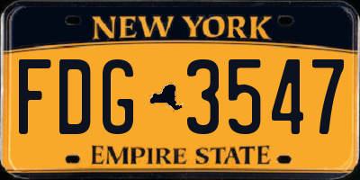 NY license plate FDG3547