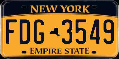 NY license plate FDG3549