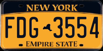 NY license plate FDG3554