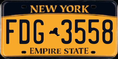 NY license plate FDG3558