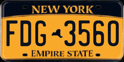 NY license plate FDG3560