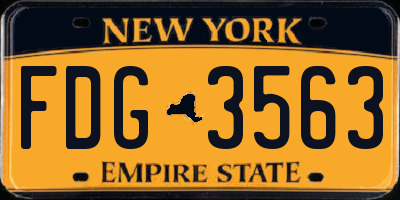 NY license plate FDG3563