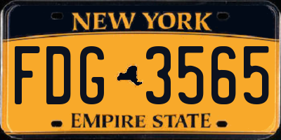 NY license plate FDG3565