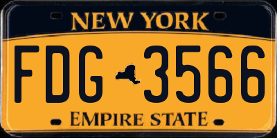 NY license plate FDG3566