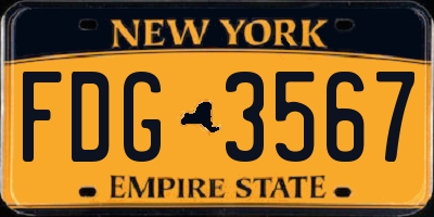 NY license plate FDG3567