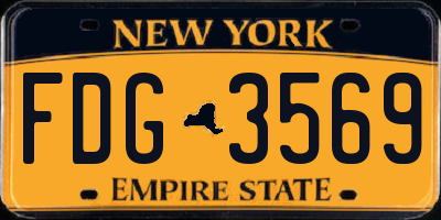 NY license plate FDG3569