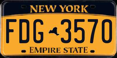 NY license plate FDG3570
