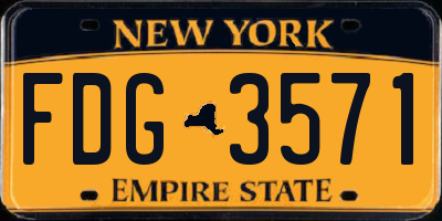 NY license plate FDG3571
