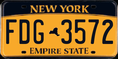 NY license plate FDG3572